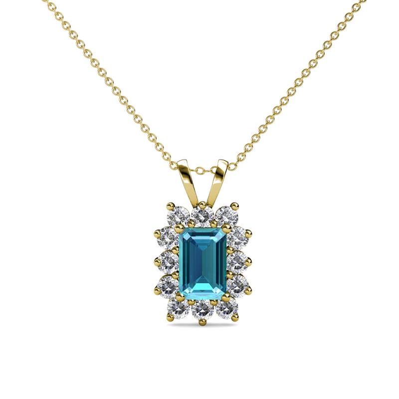 London Blue Topaz Diamond Halo Pendant Ctw K Gold Chain Jp