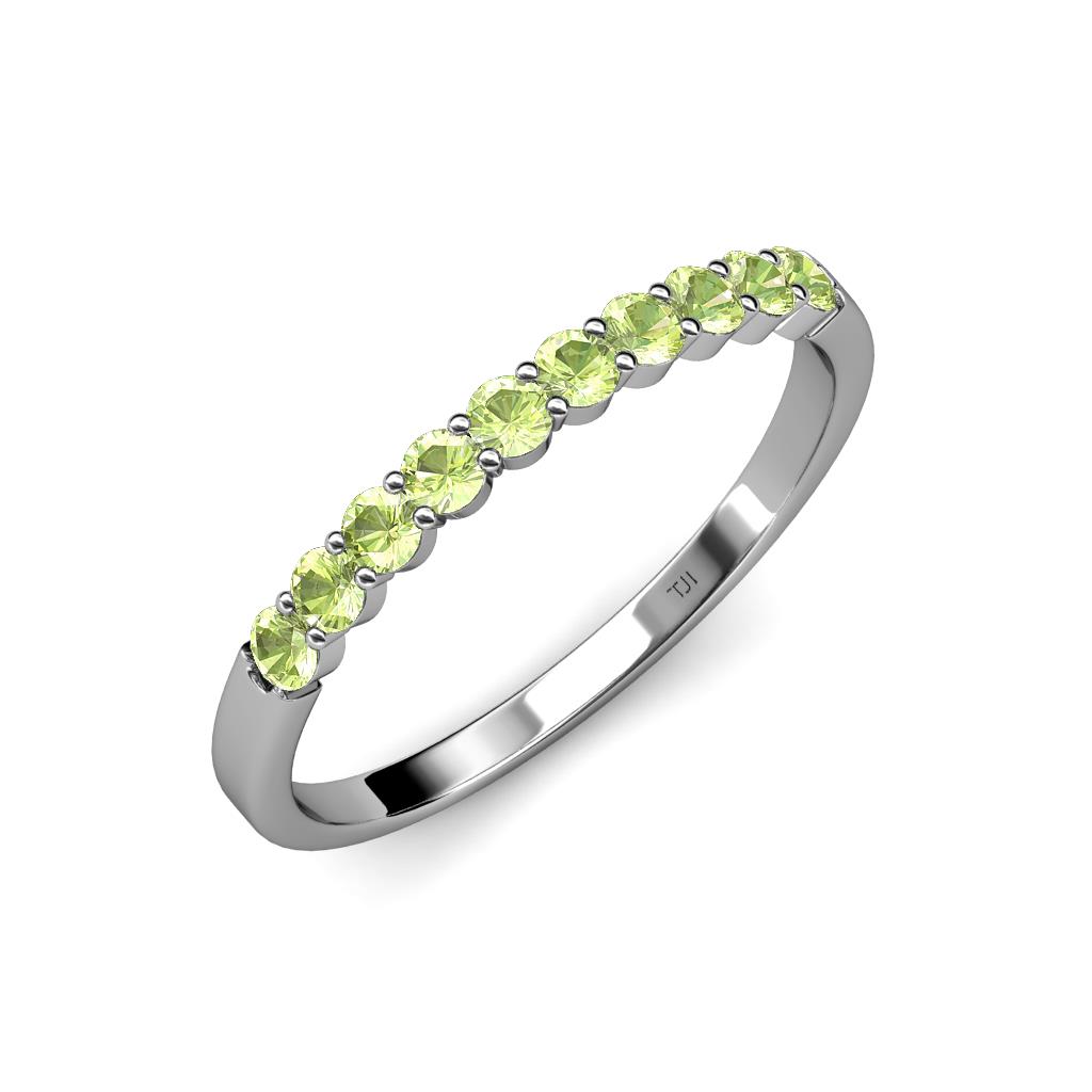 Round Peridot 10 Stone Women Stackable Wedding Band Ring 14K Gold JP ...