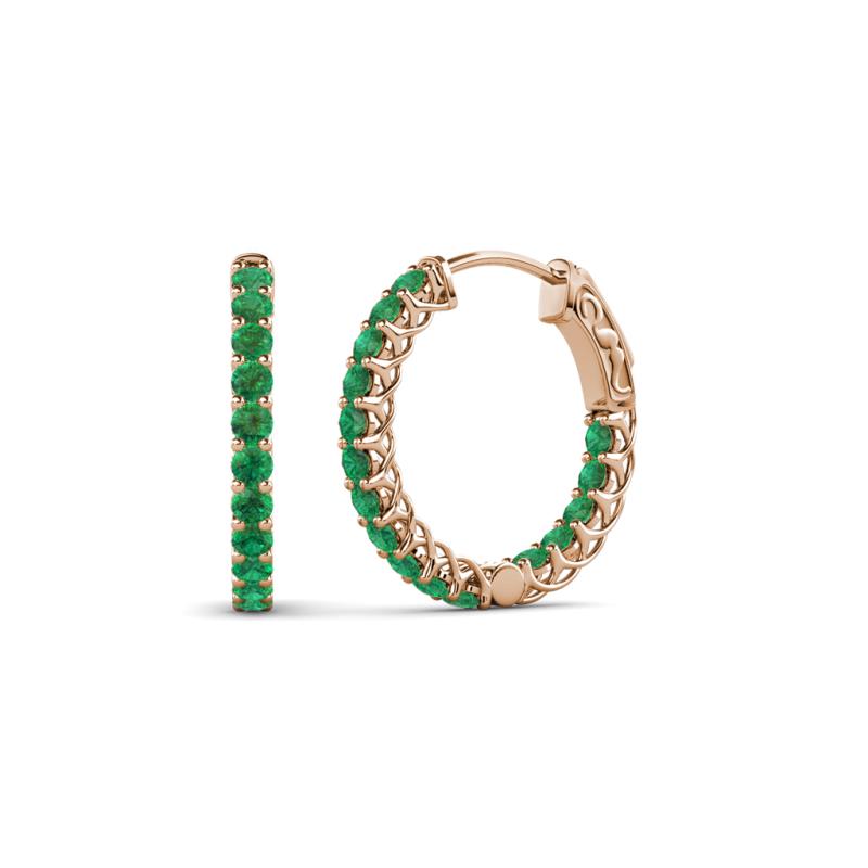 Emerald Inside-Out Womens Hoop Earrings 0.64 ctw 14K Gold JP:137848 | eBay