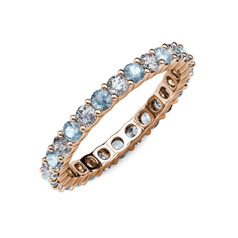 Aquamarine & Diamond Womens Eternity Ring Stackable 1.98 ctw* 14K Gold ...