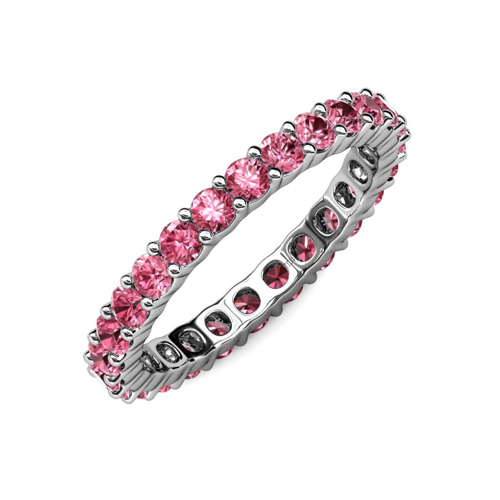 Pink Tourmaline Common Prong Eternity Ring Stackable 1.76 Ctw* 14k Gold 