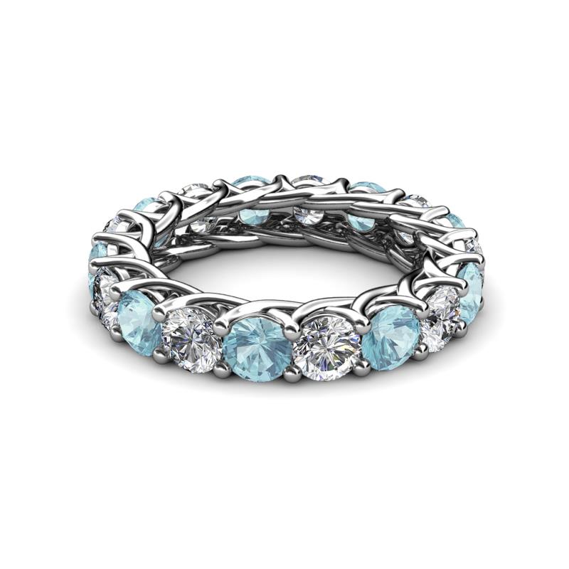 Aquamarine & Diamond Womens Eternity Ring Stackable 4.05 ctw* 14K.Gold ...