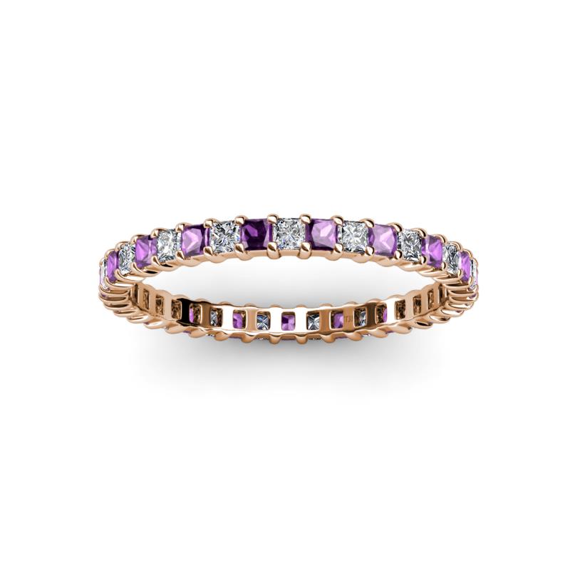 Princess Amethyst & Diamond Eternity Ring Stackable 1.63 ctw* 14K Gold ...
