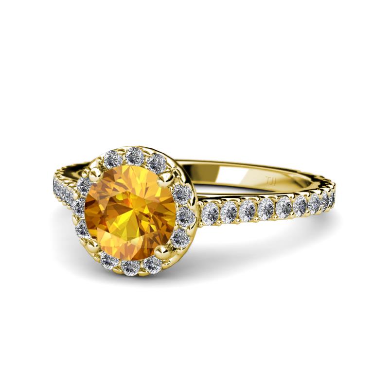 Citrine & Diamond Halo Engagement Ring 1.62 ct tw in 14K Gold JP:55998 ...