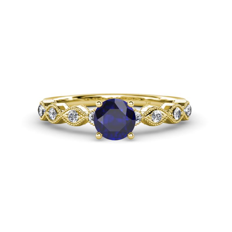 Blue Sapphire & Diamond Marquise Shape Engagement Ring & Wedding Band ...