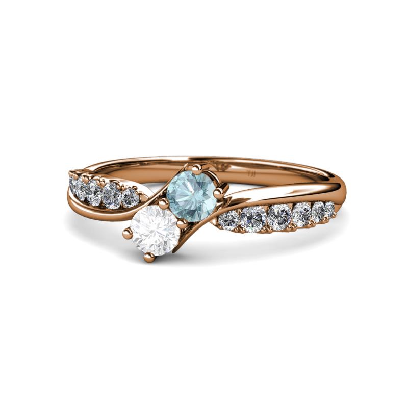 Aquamarine & White Sapphire Bypass Engagement Ring in 14K Gold JP:91315 ...