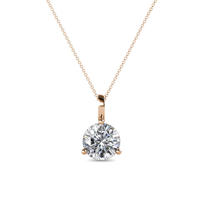 Diamond 3-Prong Womens Solitaire Pendant Necklace 1.00 ct 14K Rose Gold ...