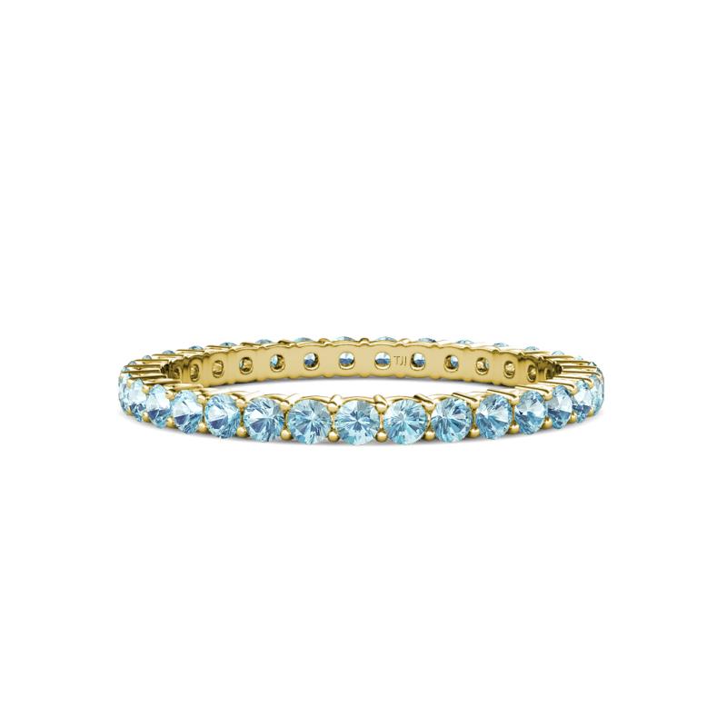 Aquamarine Shared Prong Womens Eternity Ring Stackable 0.64 ctw* 18K ...