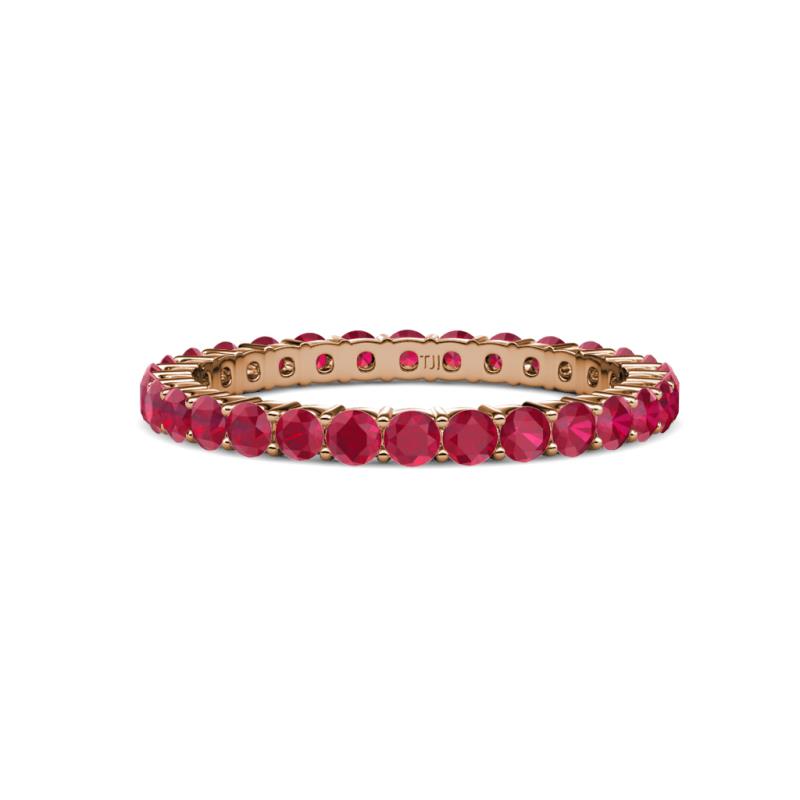 Ruby Shared Prong Womens Eternity Ring Stackable 1.84 ctw* 14K Rose