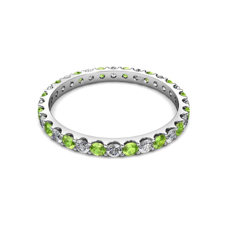 Peridot and Diamond U-Prong Womens Eternity Ring Stackable 1.76 ctw ...