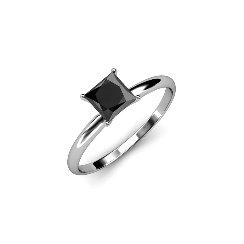  Black  Diamond  Solitaire  Ring Black  Diamond  Princess  Cut  