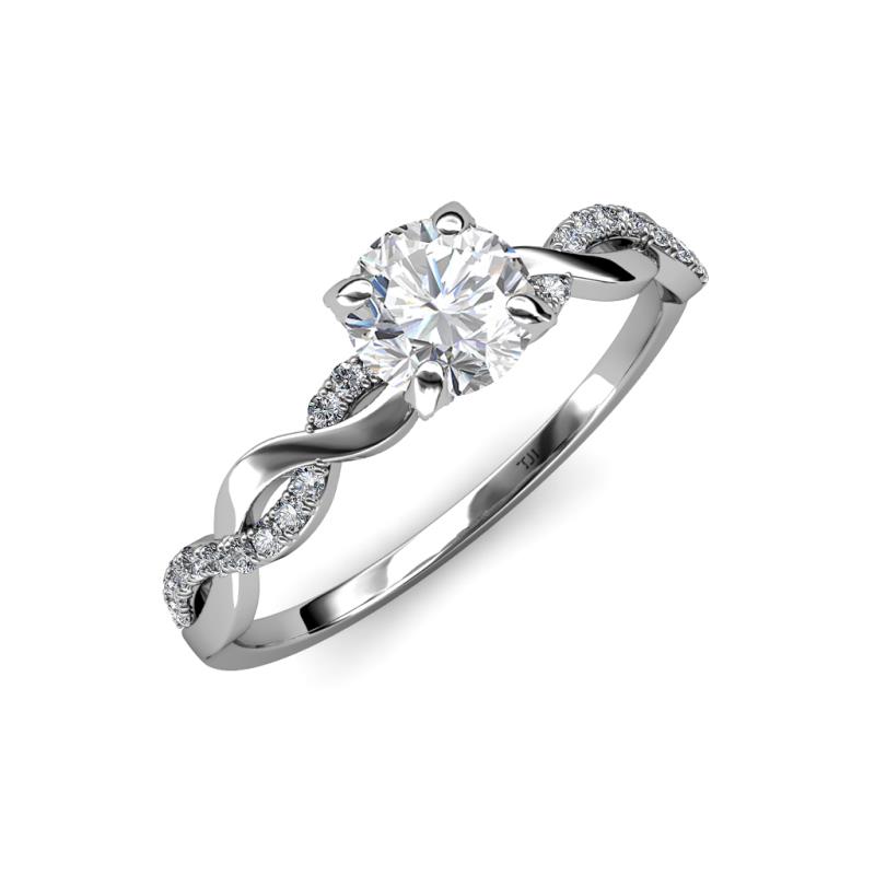 Diamond Infinity Engagement Ring 1.31 ct tw in 14K White Gold. | TriJewels