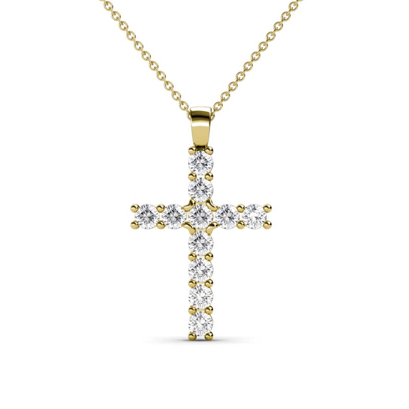 Petite Diamond Cross Pendant (I1-I2, H-I) 0.33 ct tw in 14K Yellow Gold ...