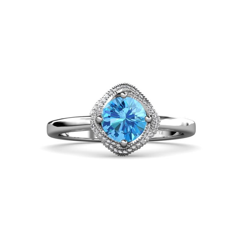 Blue Topaz and Diamond Milgrain Womens Halo Engagement Ring 1.27 ctw ...