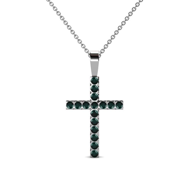 Petite Emerald Cross Pendant 0.30 ct tw in 14K White Gold.Included 18 ...