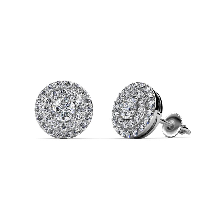 Diamond Double Halo Stud Earrings (I1-I2, H-I) 0.83 cttw in 14K White