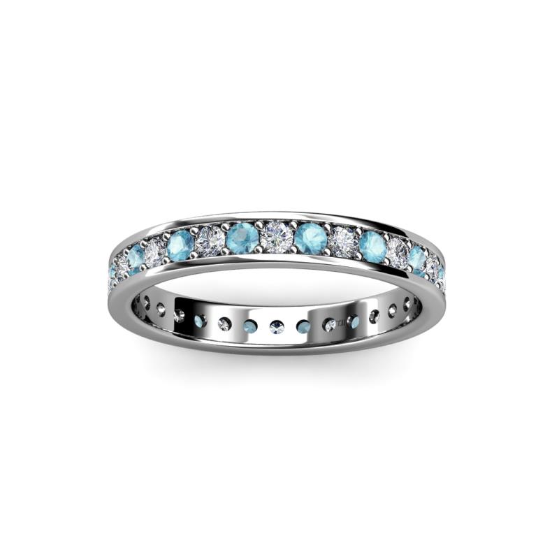 Aquamarine and Diamond Womens Eternity Ring Stackable 0.71 ctw* 14K ...