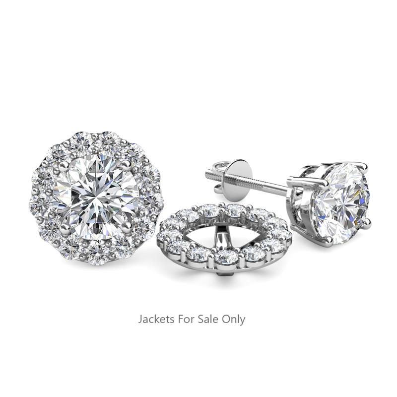 Lab Grown Diamond Womens Halo Ear Stud Jacket 0.78 ctw 14K White Gold