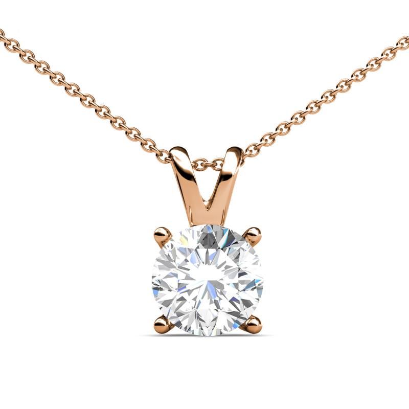 Diamond Double Bail Womens Solitaire Pendant Necklace 0.55 ct 14K Rose ...