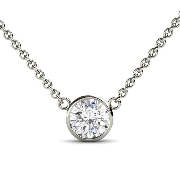 Diamond Bezel Set Solitaire Pendant 050ct In 14k White Goldincluded