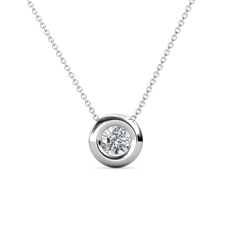 1/2 ct Round Lab Grown Diamond Donut Bezel Set Womens Solitaire Pendant ...