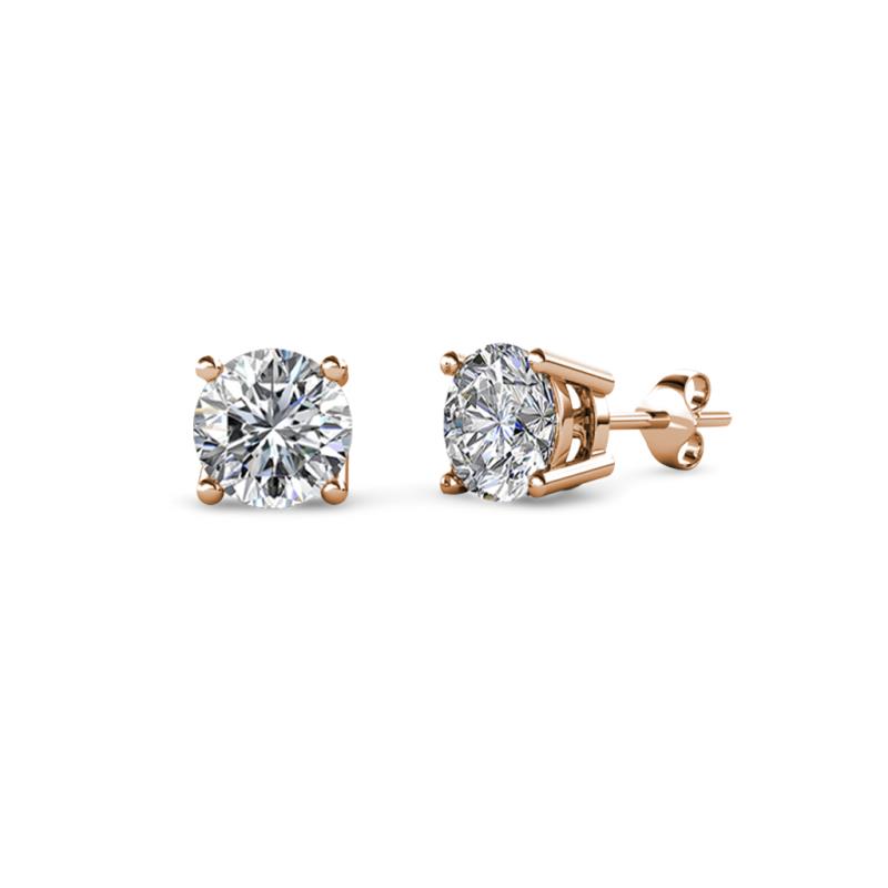 Diamond Four Prong Womens Solitaire Stud Earrings 0.25 ctw 14K Rose ...