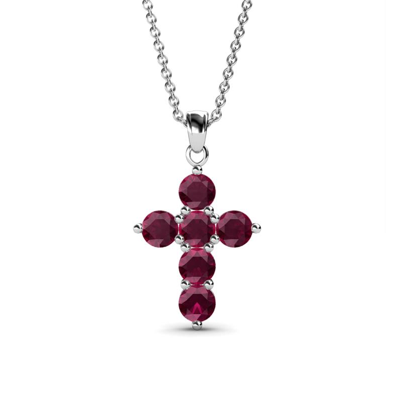 Ruby Womens Cross Pendant Necklace 0.63 ctw 14K White Gold.Included 18