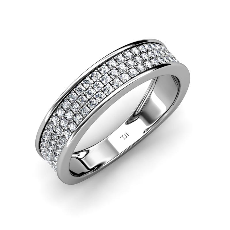 Diamond Men Band 1.16 ct tw in 10K White Gold. | TriJewels