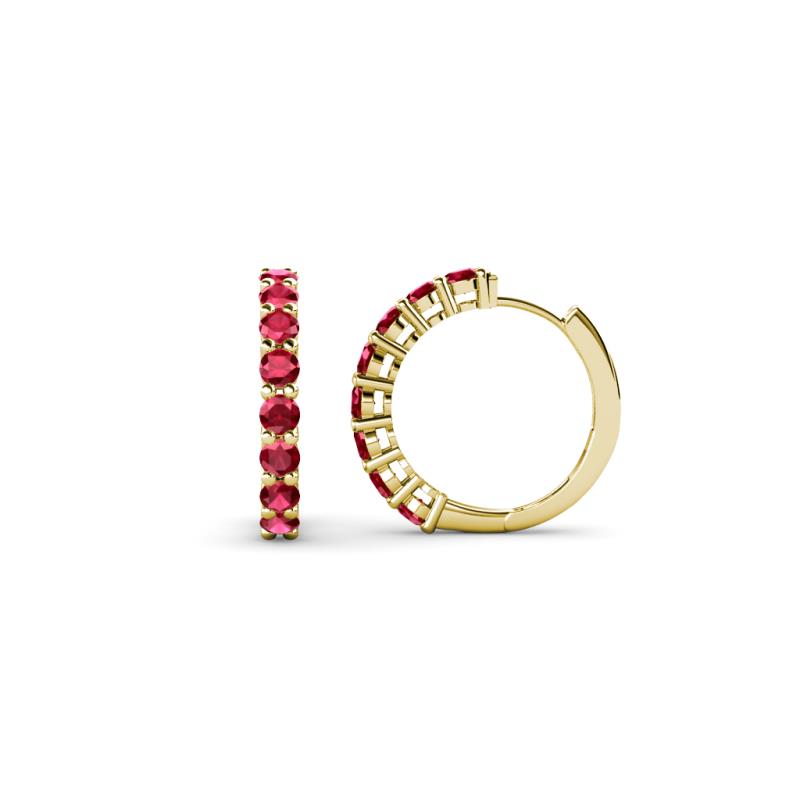 Ruby Hoop Earrings 0.60 ct tw in 14K Yellow Gold. | TriJewels