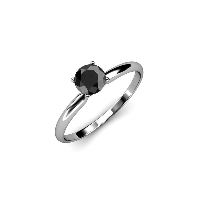 Black Diamond Solitaire Ring 050 Ct In 925 Sterling Silver Trijewels