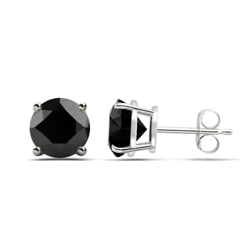 Black Diamond Womens Stud Earrings 1.00 ctw Platinum | TriJewels