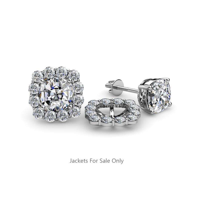 Diamond Halo Jacket for Cushion Cut Stud Earrings (I1-I2, H-I) 0.72 ct