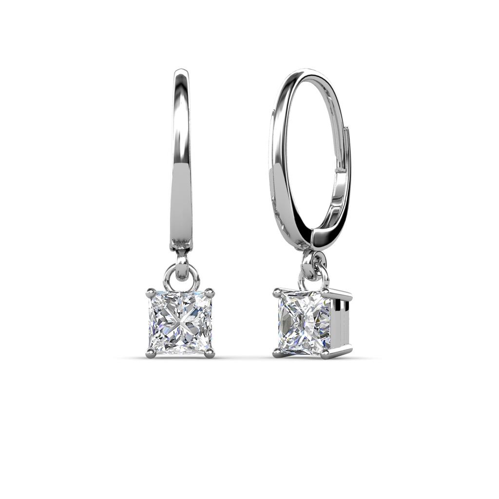 Princess Cut 5 5 Mm Diamond Four Prong Womens Solitaire Drop And