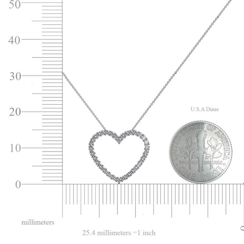 Diamond Heart Pendant Necklace 0.51 ctw 14K White Gold.Included 18 ...