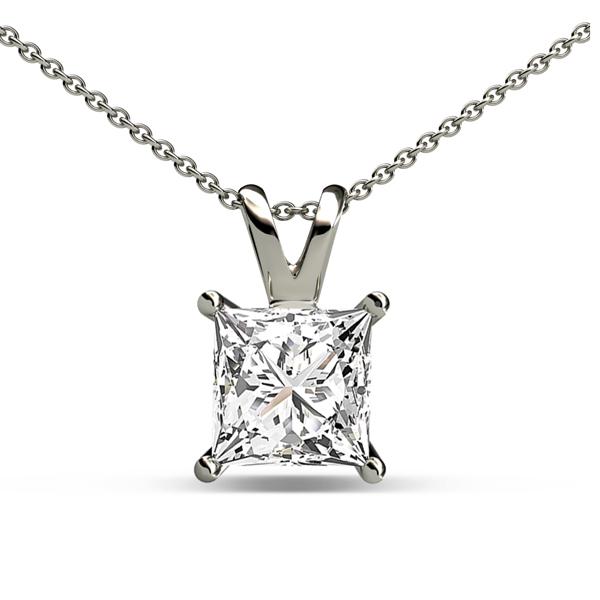 Double Bail Solitaire Pendant Setting in 14K White Gold. | TriJewels