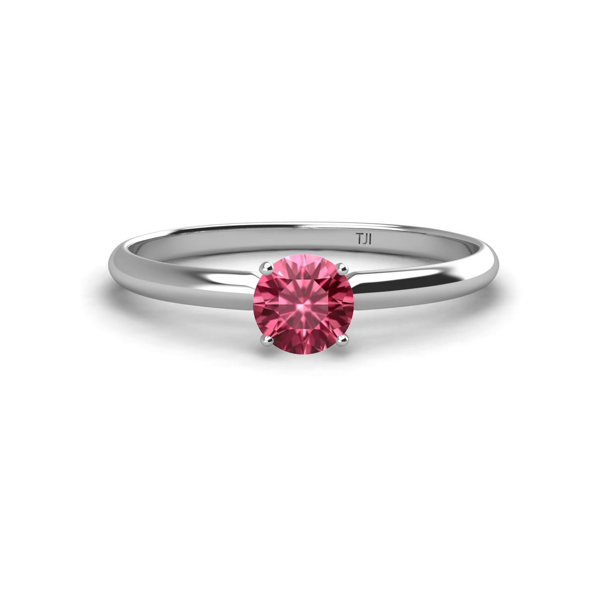 Solus Round Pink Tourmaline Solitaire Engagement Ring Round Pink Tourmaline ct Womens Solitaire Engagement Ring K White Gold