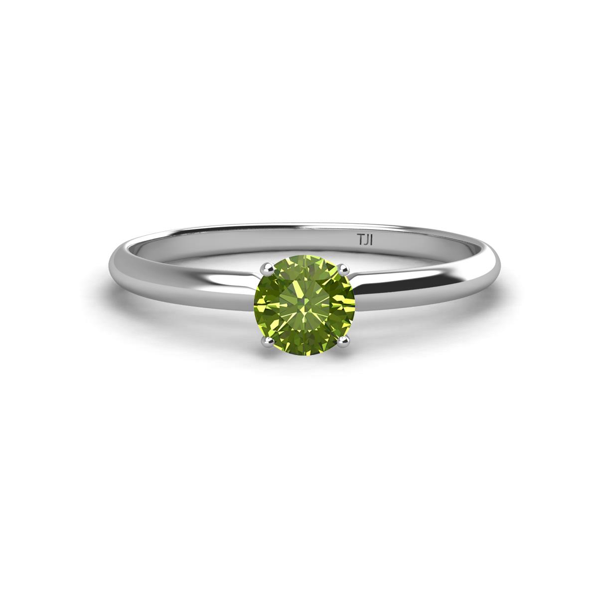 Solus Round Peridot Solitaire Engagement Ring Round Peridot ct Womens Solitaire Engagement Ring K White Gold
