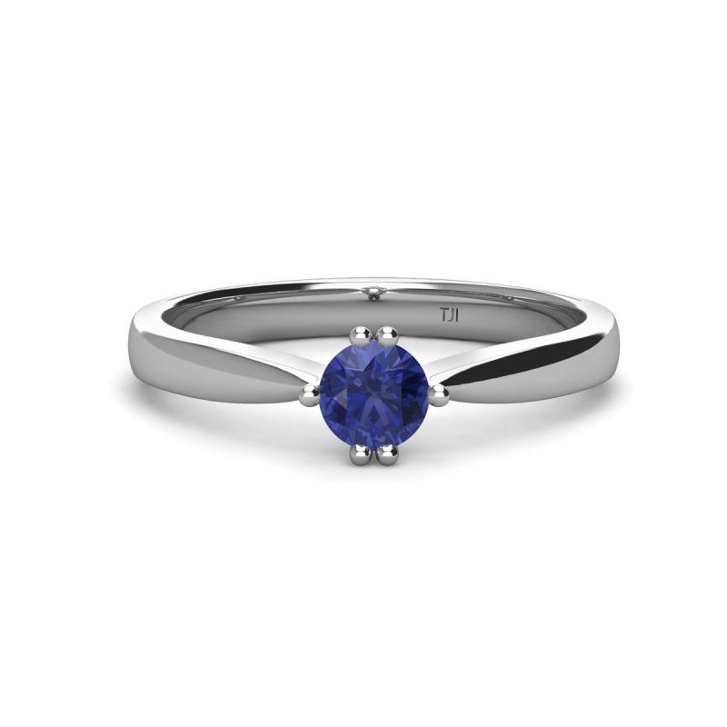 Isla Round Iolite Solitaire Engagement Ring Round Iolite Six Prong Solitaire Women Ring in K White Gold