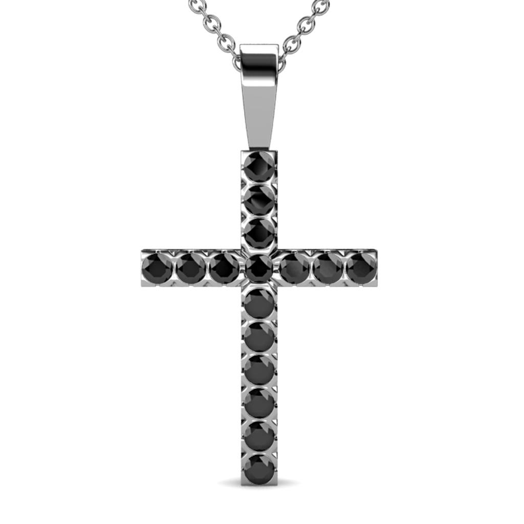 Aja Black Diamond Cross Pendant Black Diamond Womens Cross Pendant Necklace ctw K White GoldIncluded Inches K White Gold Chain