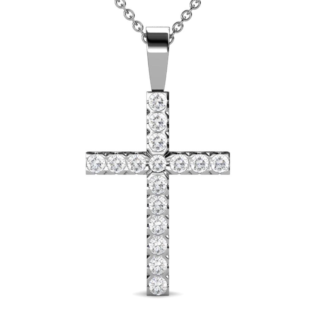 Aja White Sapphire Cross Pendant White Sapphire Womens Cross Pendant Necklace ctw K White GoldIncluded Inches K White Gold Chain