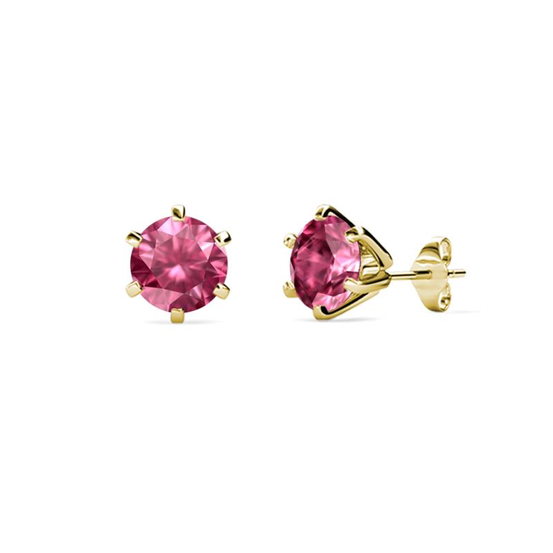 Ruby Six Prong Martini Solitaire Stud Earrings 0.53 ctw 14K Yellow Gold ...