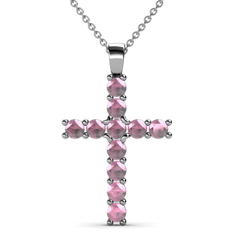 Elihu Pink Tourmaline Cross Pendant Pink Tourmaline Womens Cross Pendant Necklace ctw K White GoldIncluded Inches K White Gold Chain