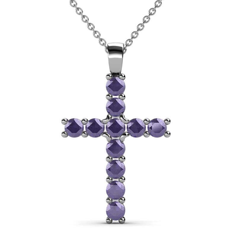 Elihu Iolite Cross Pendant Iolite Womens Cross Pendant Necklace ctw K White GoldIncluded Inches K White Gold Chain