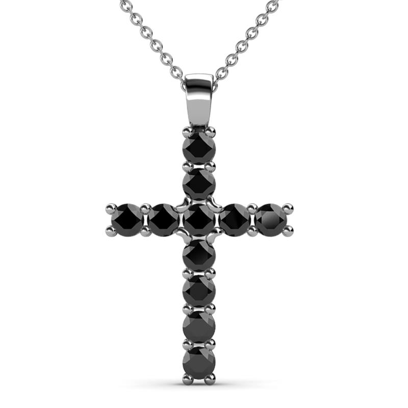 Elihu Black Diamond Cross Pendant Black Diamond Womens Cross Pendant Necklace ctw K White GoldIncluded Inches K White Gold Chain