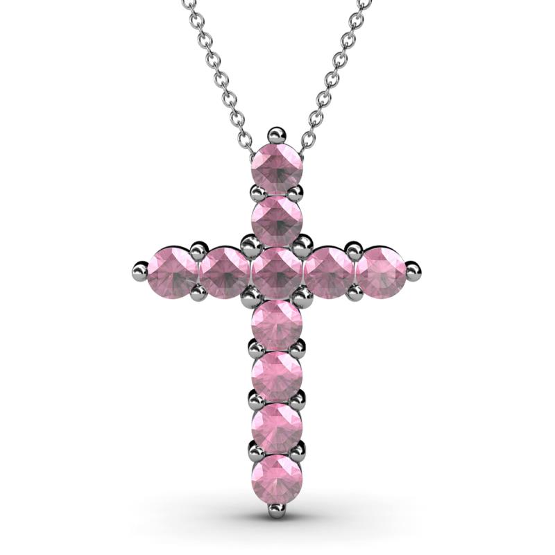 Abella Pink Tourmaline Cross Pendant Pink Tourmaline Womens Cross Pendant Necklace ctw K White GoldIncluded Inches K White Gold Chain