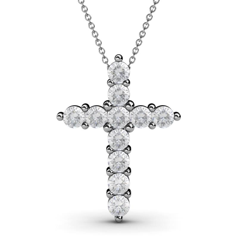 Abella White Sapphire Cross Pendant White Sapphire Womens Cross Pendant Necklace ctw K White GoldIncluded Inches K White Gold Chain