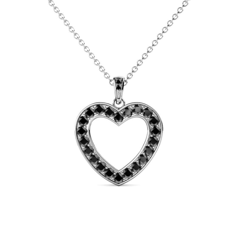 black and white diamond open heart necklace