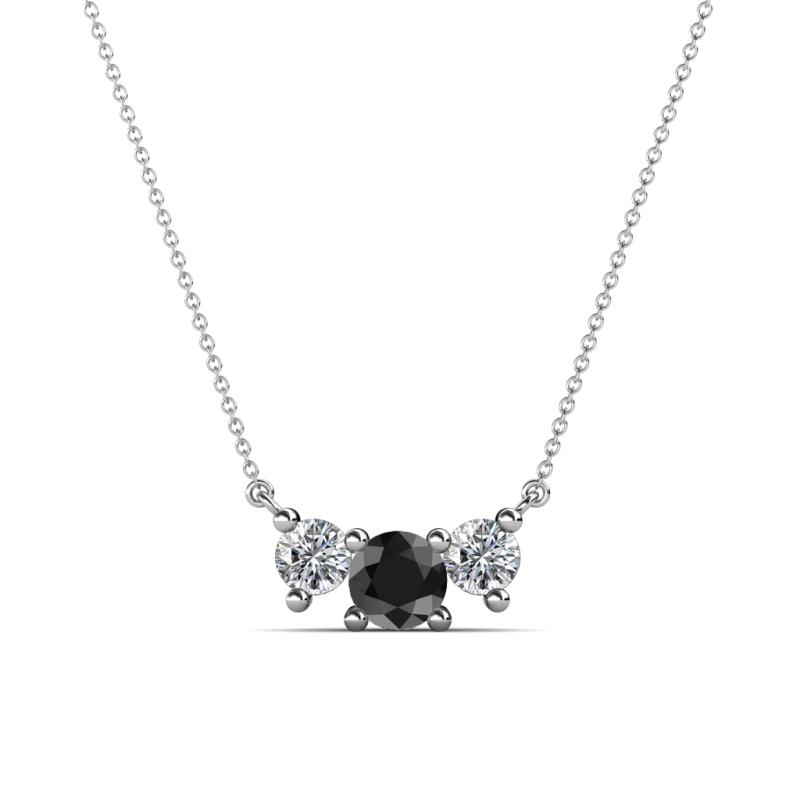 Raia Black and White Diamond Womens Three Stone Pendant Necklace 0.70 ...