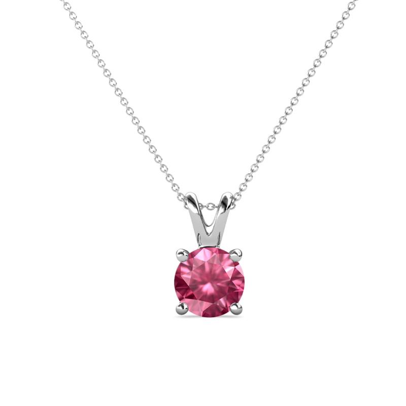 Jassiel Round Pink Tourmaline Double Bail Solitaire Pendant Necklace Round Pink Tourmaline Double Bail Womens Solitaire Pendant Necklace ct K White GoldIncluded Inches K White Gold Chain