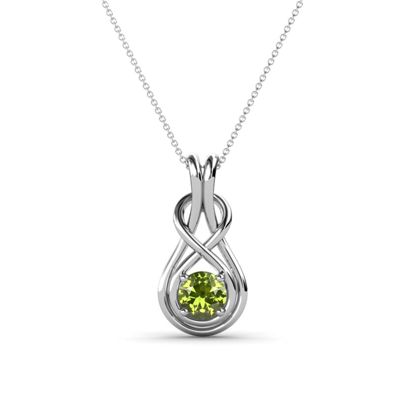 Amanda Round Peridot Solitaire Infinity Love Knot Pendant Necklace Round Peridot ct Womens Solitaire Infinity Love Knot Pendant Necklace K White GoldIncluded Inches K White Gold Chain